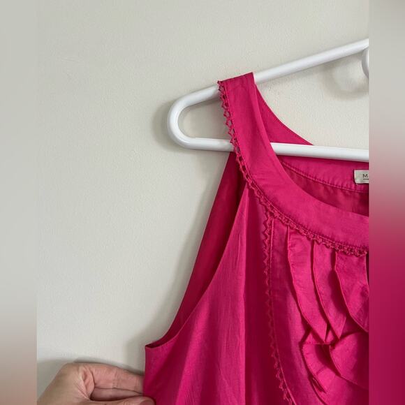 Madison Women 12 Pink 100% Cotton Lined Ruffle Crochet Preppy Classic Spring - Picture 5 of 9